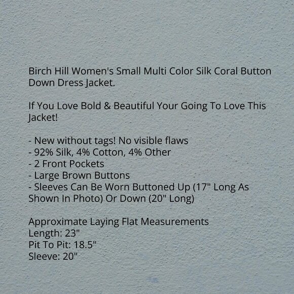 Birch Hill Small Silk Coral Dress Jacket - Picture 5 of 7